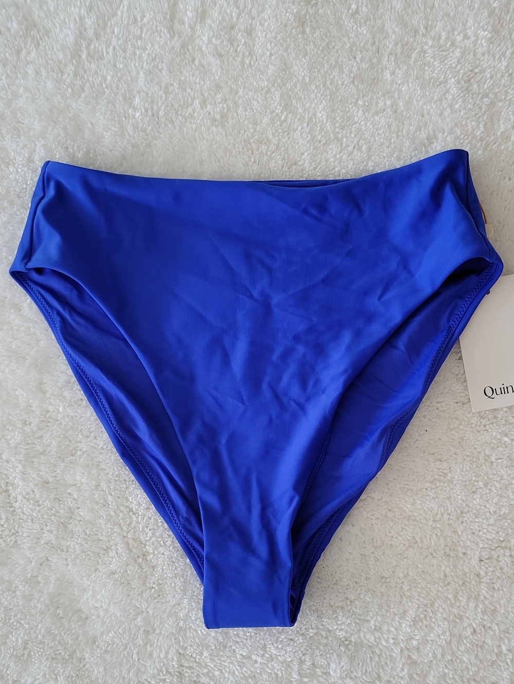 Quince Italian High Waist High Leg Bikini Bottom In Royal Blue Medium NWT - Picture 6 of 8